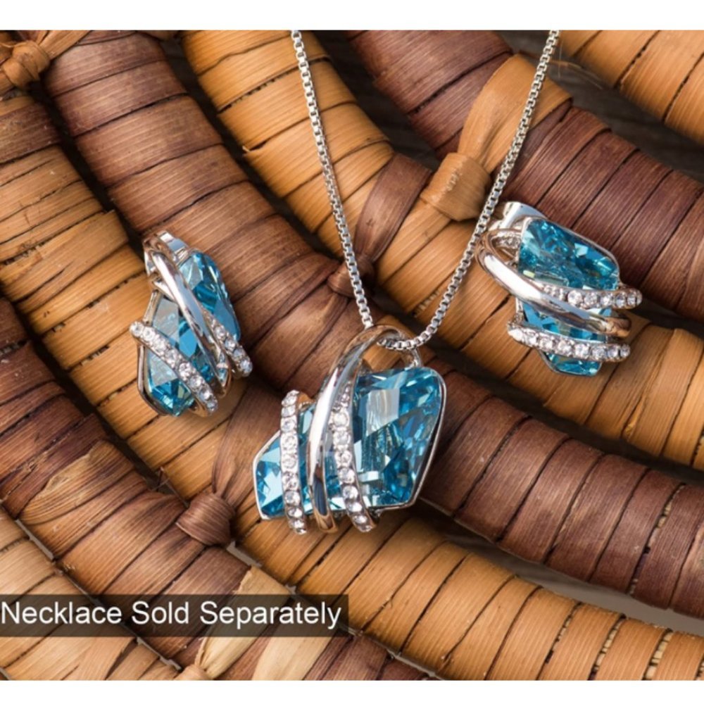 Aquamarine Blue Silver Earrings